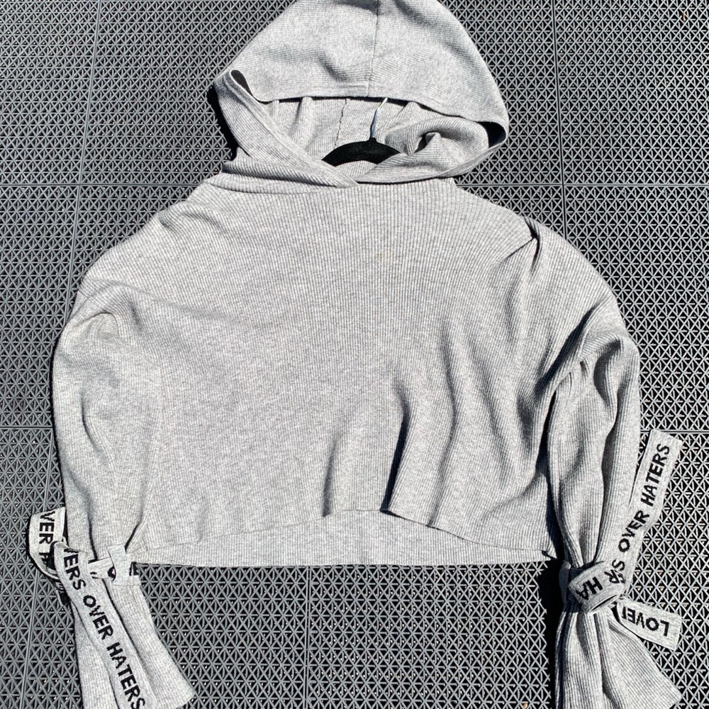 Divided Grey Cropped Hoodie